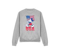 Disney Men's Mickey Mouse Usa Sweatshirt, Athletic Heather in Light Grey | Size: Large Disney Light Grey L