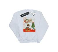 (M, White) Disney Mens Mickey Mouse Vintage Christmas Sweatshirt