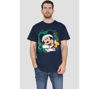 Disney Men's Mickey Mouse Wreath T-Shirt in Navy | Size: Large Disney Navy L