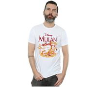 Disney Men's Mulan Mushu Dragon Fire T-Shirt in White | Size: Large Disney White L