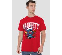 Disney Men's Naughty Stitch T-Shirt in Red | Size: 2XL Disney Red 2XL
