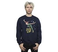 Disney Men's Peter Pan Never Grow Up Sweatshirt Navy Blue Medium
