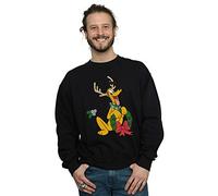 Disney Men's Pluto Christmas Reindeer Sweatshirt Black Small