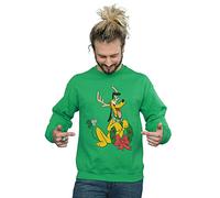 Disney Men's Pluto Christmas Reindeer Sweatshirt Irish Green XX-Large