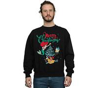 Disney Men's Princess Ariel Merry Christmas Sweatshirt Black X-Large
