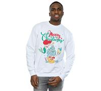 Disney Men's Princess Ariel Merry Christmas Sweatshirt White XX-Large