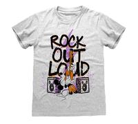 Disney Men's Rock Out Loud Mickey T-Shirt in Grey | Size: Medium Disney Grey M