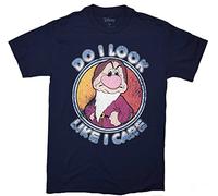Disney Men's Seven Dwarfs Grumpy Look Like I Care T-Shirt, Navy, XXL