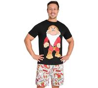 Disney Mens Short Pyjamas Set, Soft Breathable Lounge Wear - Gifts for Dads (Black/Grey, 2XL)
