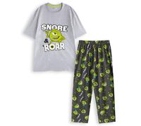 Disney Monsters, Inc. Mike Wazowski Snore & Roar Graphic Tee | Grey Character Print Short Sleeve T-Shirt | Humorous Sleepwear & Lounging Apparel | Classic Cartoon Top for Men