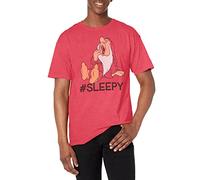 Disney Men's Snow White-Hashtag Sleepyhort Sleeve T-Shirt, Heather Red, XXL