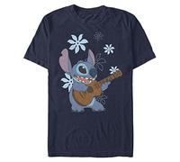 Disney Men's Stitch Flowers T-Shirt, Navy Blue Heather, 5XL Big Tall