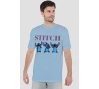 Disney Men's Stitch Poses T-Shirt in Light Blue | Size: Large Disney Light Blue L