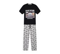 Disney Men's T-Shirt And Long Leg Pyjama Bottoms - The Mandalorian The Child Grogu Pyjama Set Black Grey 2 Piece Short Sleeve Top With Printed Lounge Shorts BCI Cotton Sizes S XL
