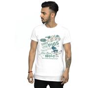 Disney Men's Three Little Pigs Who´s Afraid Of The Big Bad Wolf T-Shirt in White | Size: 2XL Disney White 2XL