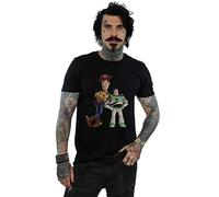 Disney Men's Toy Story Buzz and Woody Standing T-Shirt Black Small