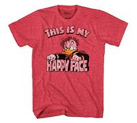 Disney Men's Tshirt Happy Face T-Shirt, Red Heather, Medium