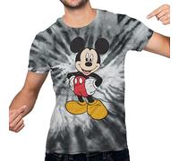 Disney Men's Tshirt Mickey Mouse Classic, Premium Black-white Spiral Wash, Medium
