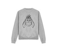 Disney Men's Winnie The Pooh Eeyore Sketchy Face Sweatshirt, Athletic Heather in Light Grey | Size: Small Disney Light Grey S