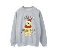 Disney Men's Winnie The Pooh Happy Christmas Holly Sweatshirt in Grey | Size: Small Disney Grey S