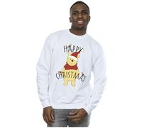 Disney Men's Winnie The Pooh Happy Christmas Holly Sweatshirt in White | Size: Medium Disney White M