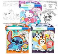 Disney Mess Free Coloring Book Set Kids Toddlers - Bundle with 3 Hello Kitty, Stitch, and Bluey No Mess Imagine Ink Coloring Books with Invisible Ink Pens | Mess-Free Activities for Girls
