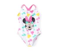 Disney Mickey and Friends Girls Swimsuit UPF 50+ One Piece Swimsuit Sports Summer Beach Swimwear for Kids Size 3-13 Years, White/Opulent Garden, 12-13 Years