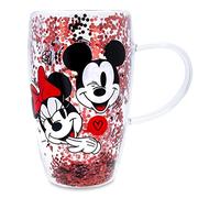 Disney Mickey and Minnie Hearts & Diamonds Confetti Glass Mug | Holds 15 Ounces