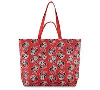 Disney Mickey and Minnie Mouse Canvas Tote bag - Girls, Boys, Teens, Adults - All Over Print Iconic Single Handle, Red, One Size