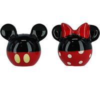 Disney Mickey and Minnie Mouse Ceramic Salt and Pepper Set, Red/Black