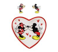 Disney Mickey and Minnie Mouse Earrings and Trinket Tray Set