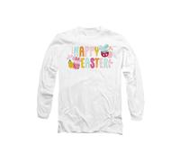Disney Mickey & Minnie Mouse Happy Easter Watercolor Eggs Long Sleeve T-Shirt, White | Size: XL Disney White XL