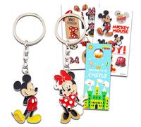 Disney Mickey and Minnie Mouse Keychain Set - Disney 2 Pc Keychain Bundle Featuring Mickey and Minnie for Kids Men Women Plus Stickers and More (Mic