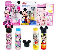 Disney Mickey and Minnie Mouse Lip Balm Tubes - Bundle with 4 Mickey and Minnie Lip Balms in Assorted Flavors for Party Favors Plus Stickers, More | Disney Lip Balm for Girls, Kids