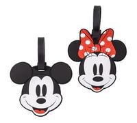 Peers Hardy Luggage Tags: Disney Mickey and Minnie Mouse Red+Black 2 Piece Luggage Tag Set