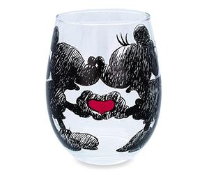 Disney Mickey and Minnie Mouse Teardrop Stemless Wine Glass | Holds 20 Ounces