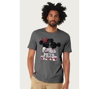 Disney Mickey And Minnie Mouse Together Distressed Back T-Shirt Mickey Mouse Charcoal S