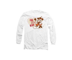 Disney Mickey And Minnie Mouse Vintage Valentine's Day Luv You Lots Long Sleeve T-Shirt, White White