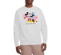 Disney Mickey And Minnie Sealed With A Kiss Unisex Sweatshirt, White, Small
