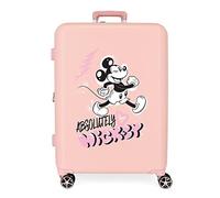 Disney Mickey and Minnie Travel Cabin Suitcase, White, 38 x 55 x 20 cm, Rigid ABS Side Combination Lock, 34L, 2 kg, 4 Double Wheels, Hand Luggage. Joumma Bags