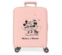 Disney Mickey and Minnie Travel Cabin Suitcase, White, 38 x 55 x 20 cm, Rigid ABS Side Combination Lock, 34L, 2 kg, 4 Double Wheels, Hand Luggage. Joumma Bags