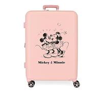 Disney Mickey and Minnie Travel Cabin Suitcase, White, 38 x 55 x 20 cm, Rigid ABS Side Combination Lock, 34L, 2 kg, 4 Double Wheels, Hand Luggage. Joumma Bags