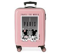 Disney Mickey and Minnie Travel Cabin Suitcase, White, 38 x 55 x 20 cm, Rigid ABS Side Combination Lock, 34L, 2 kg, 4 Double Wheels, Hand Luggage. Joumma Bags