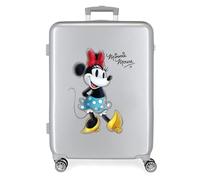 Disney Mickey and Minnie Travel Cabin Suitcase, White, 38 x 55 x 20 cm, Rigid ABS Side Combination Lock, 34L, 2 kg, 4 Double Wheels, Hand Luggage. Joumma Bags