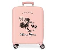 Disney Mickey and Minnie Travel Cabin Suitcase, White, 38 x 55 x 20 cm, Rigid ABS Side Combination Lock, 34L, 2 kg, 4 Double Wheels, Hand Luggage. Joumma Bags