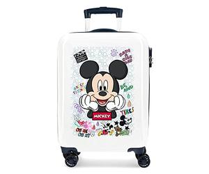 Disney Mickey Be Cool Cabin Suitcase White 38x55x20 cm Rigid ABS Side Combination Lock 34L 2 kgs 4 Double Wheels Hand Luggage