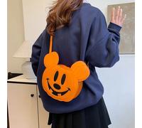 Disney Mickey Creative Shoulder Bag Personalized Niche Halloween Pumpkin Funny Women's Bag PU Crossbody Bag Cartoon Bag black