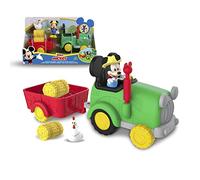 DISNEY MICKEY et MINNIE MCC05 Mickey Tractor and Trailer with 1 3" Articulated Figure and Accessories, Multicolored
