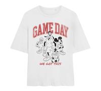 Disney Mickey Friends Game Day Ladies Oversized T Shirt, White, Medium