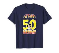 Disney Mickey It's My 50th Birthday Red & Yellow T-Shirt, Men, Navy Blue, Large